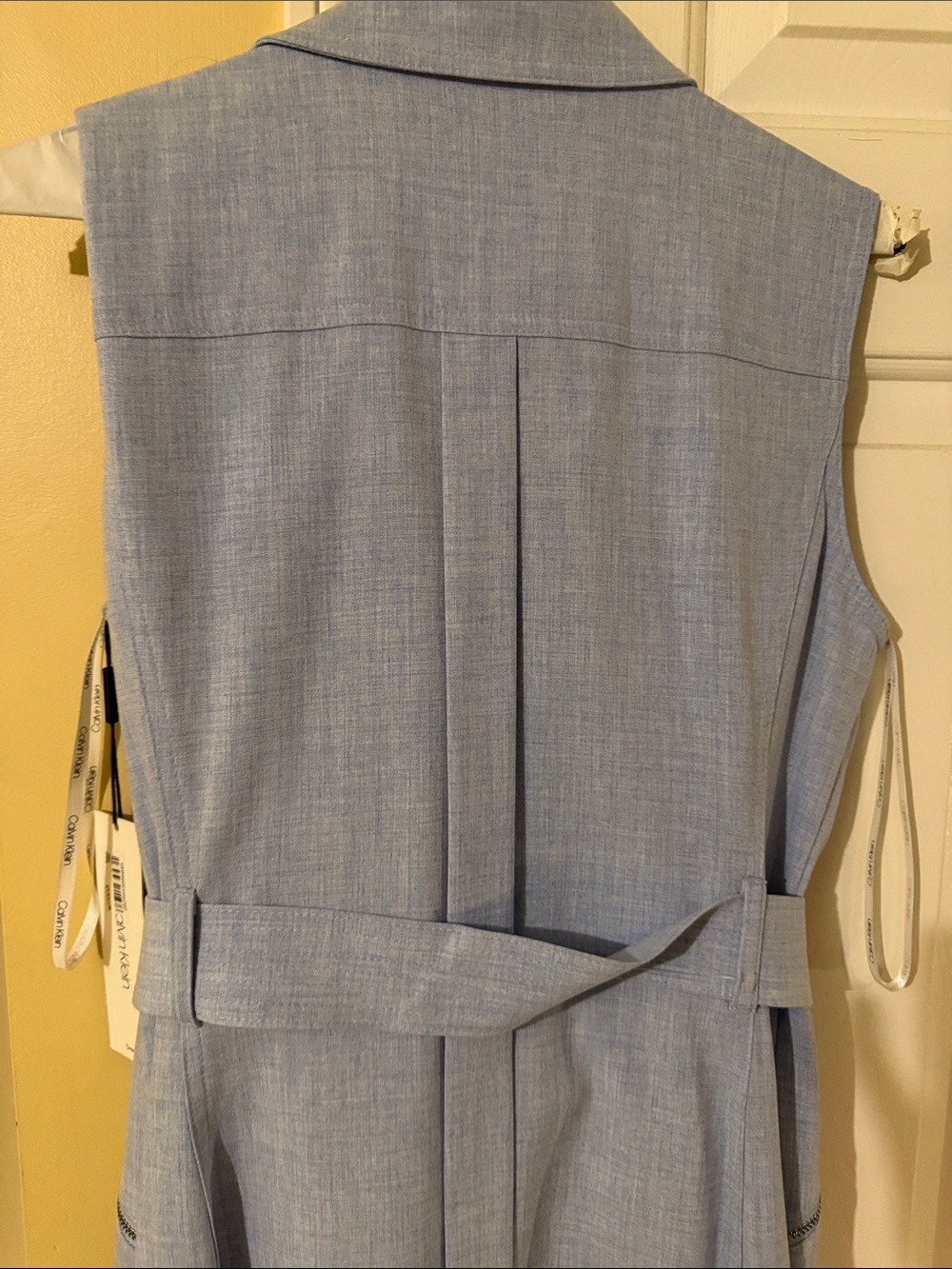 Sleeveless Tie-Waist Jumpsuit Dress - Light Blue - Picture 5 of 6